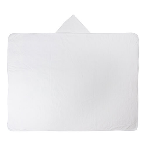 Kocyk z mikrofibry i polaru arktycznego z kapturem do sublimacji - biały