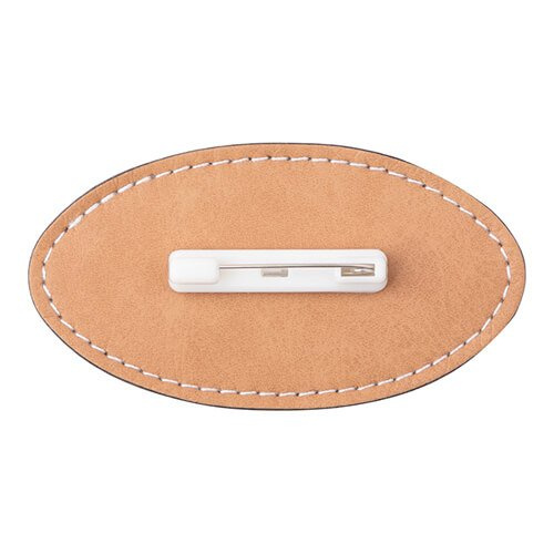 Identyfikator skórzany owalny 8,2 x 4,4 cm do sublimacji - brązowy