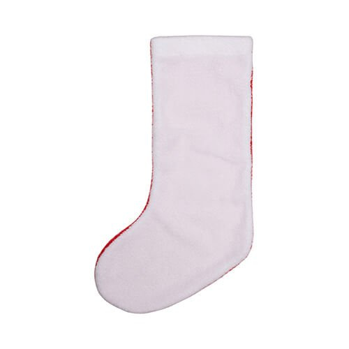 Świąteczna skarpeta z pluszu do sublimacji - biało-czerwona
