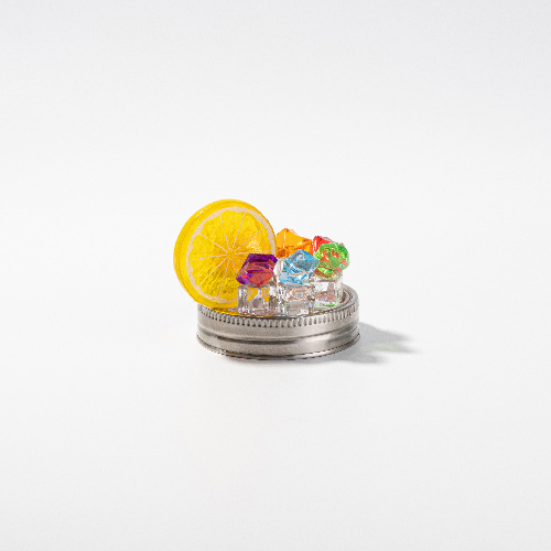 Kubek Mason Jar 500 ml ze słomką i rączką do sublimacji - biały, sztuczny lód i cytryna