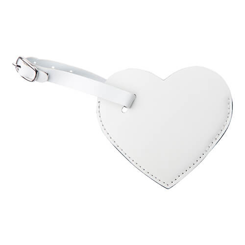 Skórzana zawieszka na bagaż do sublimacji - białe serce