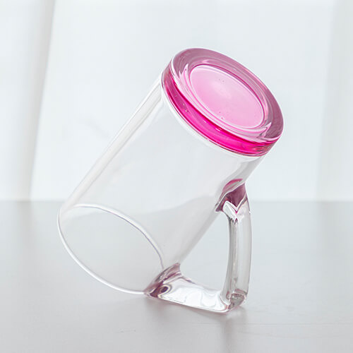 Kufel szklany 400 ml z trójkątnym uszkiem do sublimacji - różowe dno