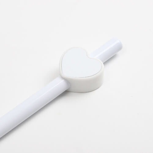 Silikonowa nakładka na słomkę Ø 0,8 / 1 cm do sublimacji - białe serce