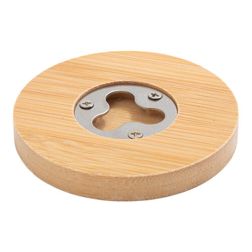 Bambusowy okrągły otwieracz do butelek ∅ 8 cm do sublimacji