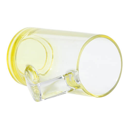 Kufel szklany 400 ml z trójkątnym uszkiem do sublimacji - żółte dno