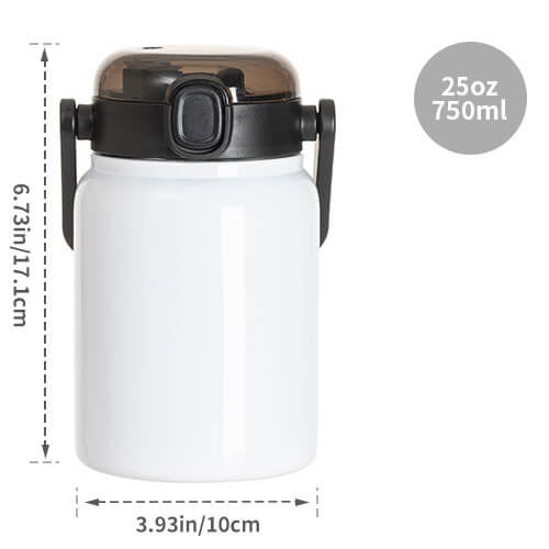 Butelka podróżna ze stali nierdzewnej 750 ml z uchwytem do sublimacji - biała