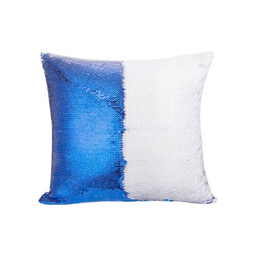 Poszewka 40 x 40 cm z dwukolorowymi cekinami do sublimacji - niebieska