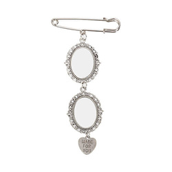 Podwójna owalna broszka - agrafka z zawieszka w kształcie serca do sublimacji