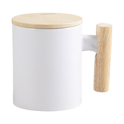 Kubek 330 ml z drewnianym uchwytem i bambusową pokrywką do sublimacji