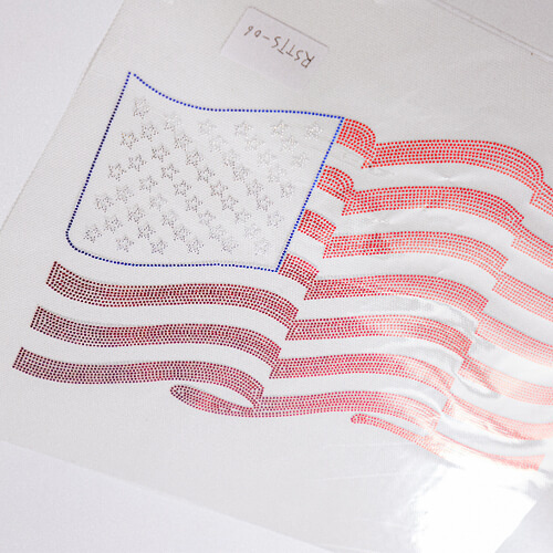 Duży arkusz z cyrkoniami do termotransferu - flaga USA