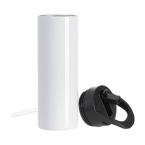 Bidon - butelka na napoje 600 ml z pokrywką z uchwytem do sublimacji - biała