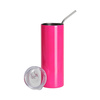 Kubek 600 ml ze słomką do sublimacji - różowy neon
