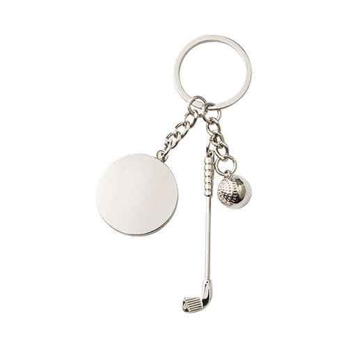 Brelok metalowy z piłeczką i kijem do golfa do sublimacji