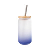 Szklanka 550 ml szroniona ze słomką i bambusową pokrywką do sublimacji - granatowy gradient