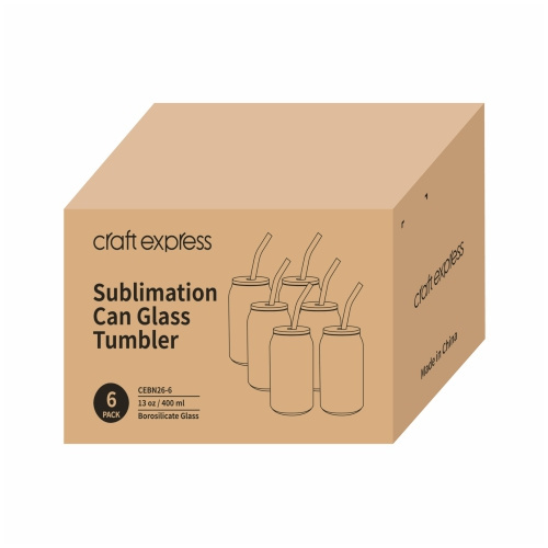 Zestaw 6 szklanek szronionych 400 ml ze słomką i bambusową pokrywką do sublimacji