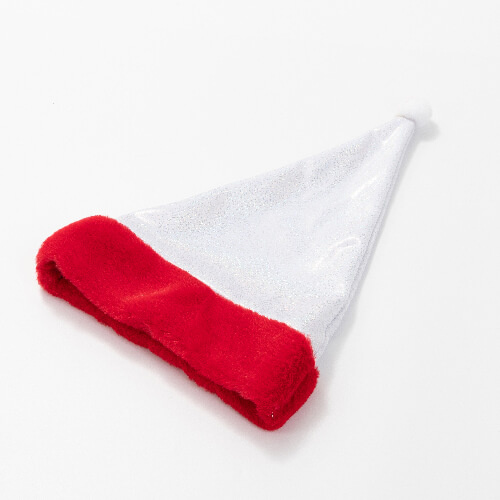 Brokatowa czapka św. Mikołaja do sublimacji - biała