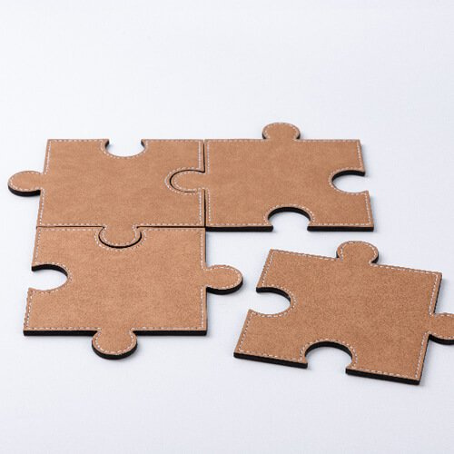 Skórzana podkładka pod kubek w kształcie puzzla do sublimacji - brązowa