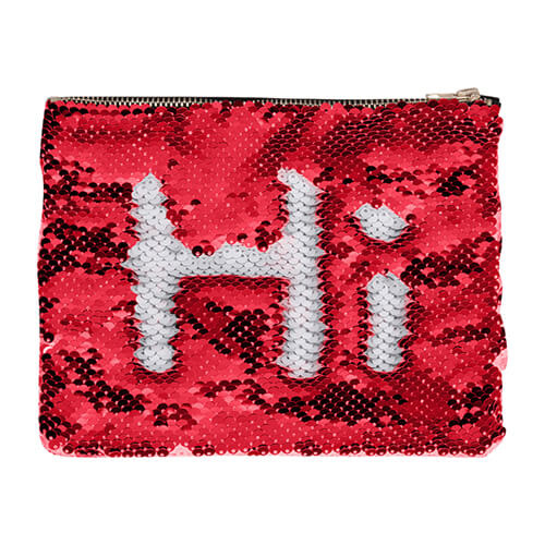 Kosmetyczka 20,5 x 16 cm z czerwono-białymi cekinami do sublimacji