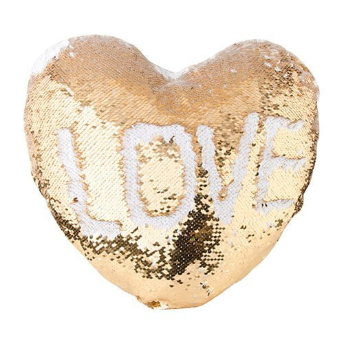 Poszewka w kształcie serca 39 x 44 cm z dwukolorowymi cekinami do sublimacji - złota