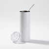 Kubek 600 ml ze słomką do sublimacji - biały, pokrywka ze sztucznym lodem