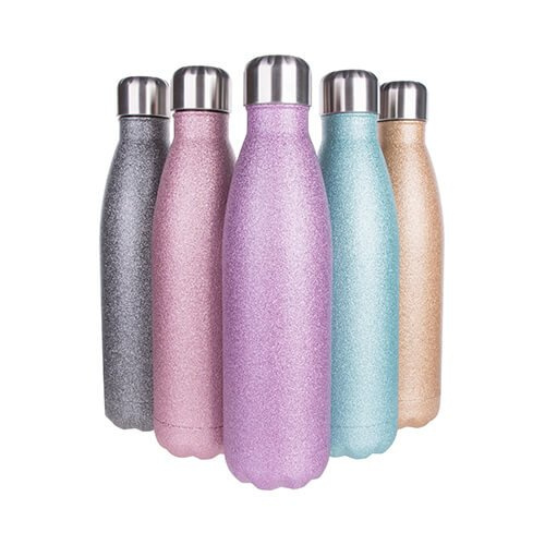 Bidon - butelka na napoje 500 ml do sublimacji - szara brokatowa