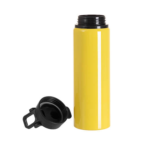 Aluminiowa butelka na wodę 750 ml z plastikową pokrywką z uchwytem do sublimacji - żółta