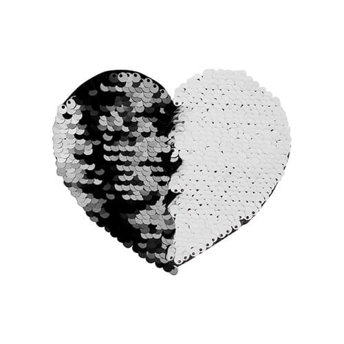 Dwukolorowe cekiny do sublimacji i aplikacji na tekstyliach - czarne serce 12 x 10,5 cm