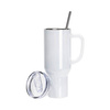 Kubek ze stali nierdzewnej 1200 ml z pokrywką i słomką do sublimacji - biały opalizujący