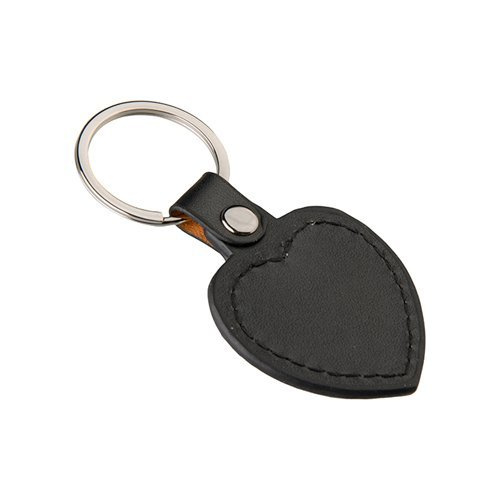 Brelok skórzano-metalowy do sublimacji - serce - czarny