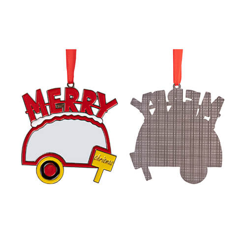 Metalowa zawieszka na choinkę do sublimacji - camping Merry Christmas