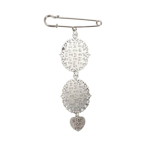 Podwójna owalna broszka - agrafka z zawieszka w kształcie serca do sublimacji