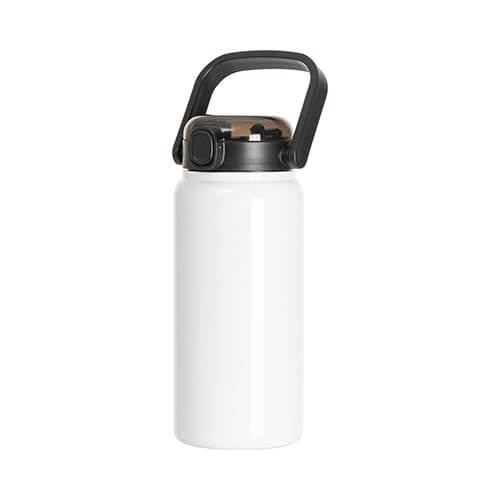 Butelka podróżna ze stali nierdzewnej 1250 ml z uchwytem do sublimacji - biała