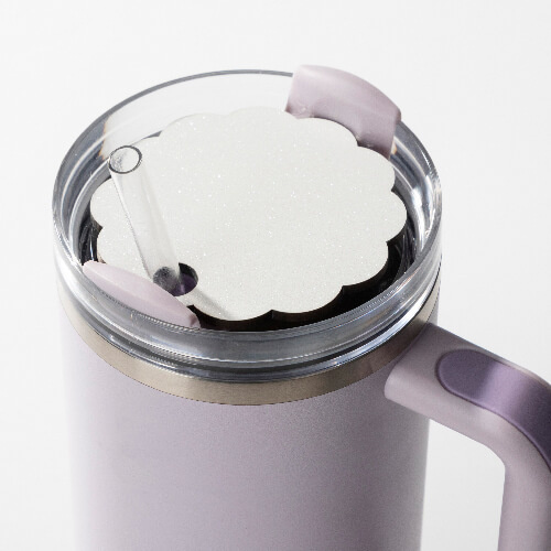 Plakietka imienna z płyty pilśniowej z brokatem do kubka 1200 ml do sublimacji - chryzantem