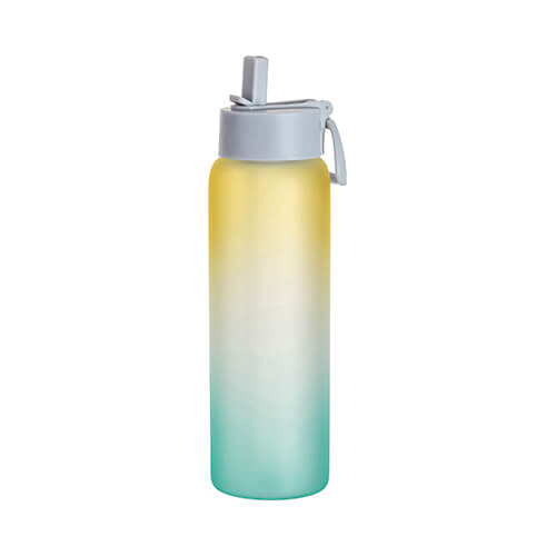 Butelka sportowa 950 ml z matowego szkła do sublimacji - zielono-żółta