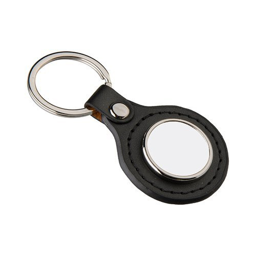 Brelok skórzano-metalowy do sublimacji - koło - czarny