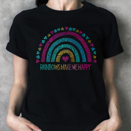 Duży arkusz z cyrkoniami do termotransferu - tęcza