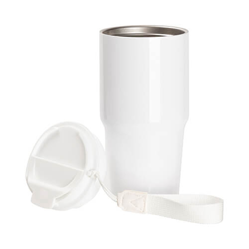 Kubek 600 ml z podwójnymi ściankami i pokrywka z uchwytem do sublimacji - biały
