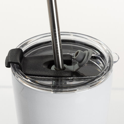 Tumbler 600 ml ze stali nierdzewnej ze słomką do sublimacji - biały