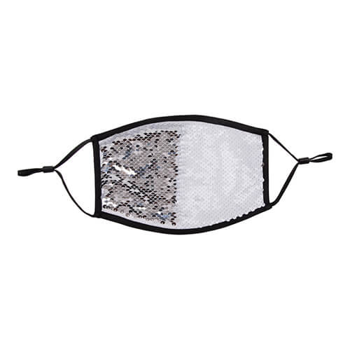 Duża maseczka na twarz z czarną lamówką i cekinami do sublimacji