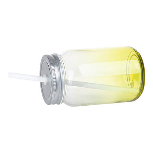 Kubek szklany Mason Jar 450 ml bez uszka do sublimacji - limonkowy gradient