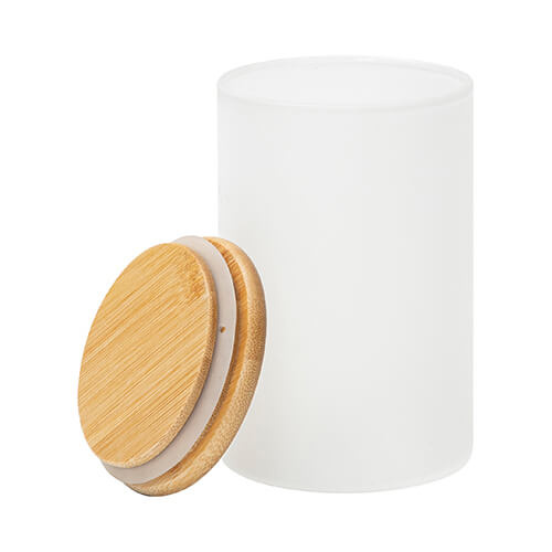 Pojemnik szklany 600 ml z bambusową pokrywką do sublimacji