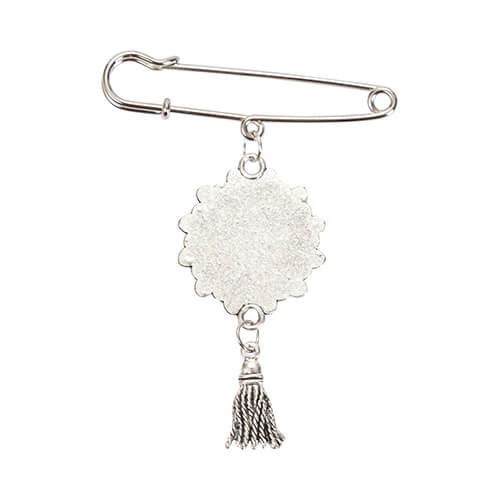 Okrągła broszka - agrafka z zawieszka frędzlami do sublimacji