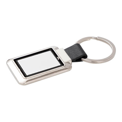 Obrotowy brelok do kluczy do sublimacji - prostokąt na czarnym pasku