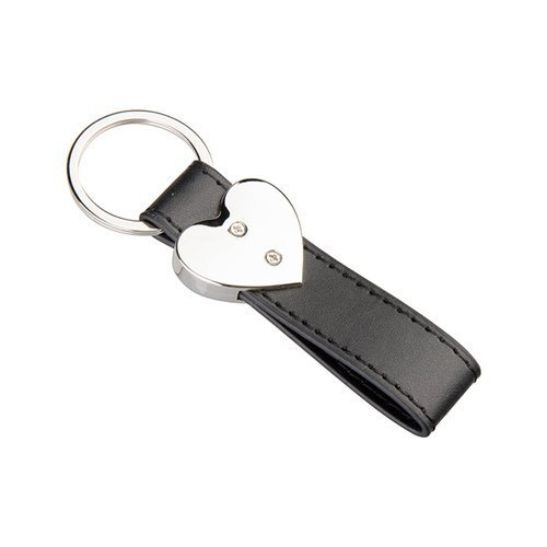 Brelok skórzano-metalowy do sublimacji - serce - czarny