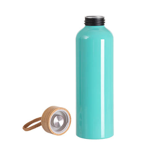 Aluminiowa butelka na wodę 600 ml z bambusową pokrywką do sublimacji - miętowa