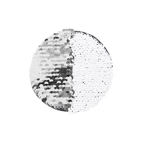 Dwukolorowe cekiny do sublimacji i aplikacji na tekstyliach - srebrne kółko Ø 10 cm