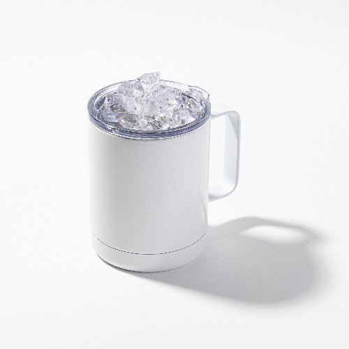 Kubek do kawy 300 ml do sublimacji - biały, pokrywka ze sztucznym lodem