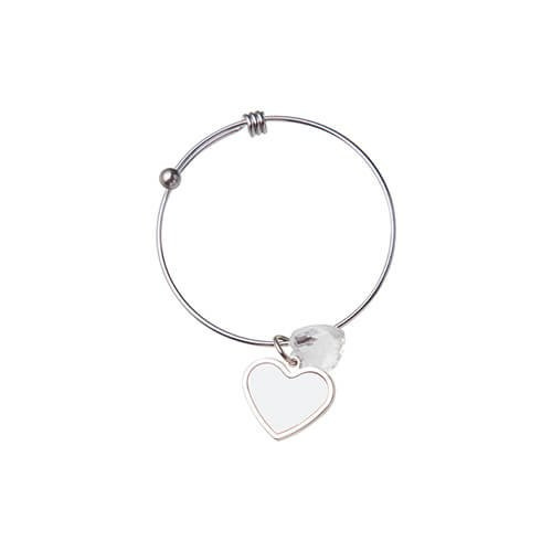 Bransoletka z kulką, kryształowym sercem i zawieszką sercem do sublimacji