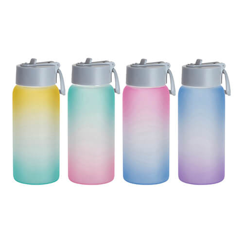 Butelka sportowa 750 ml z matowego szkła do sublimacji - zielono-żółta