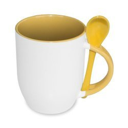 Kubek z Łyżeczką Żółty JS Coating do Sublimacji